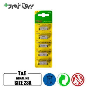 باتری ریموتی 23A  آلکالاین کارت 5 عددی برند T&E