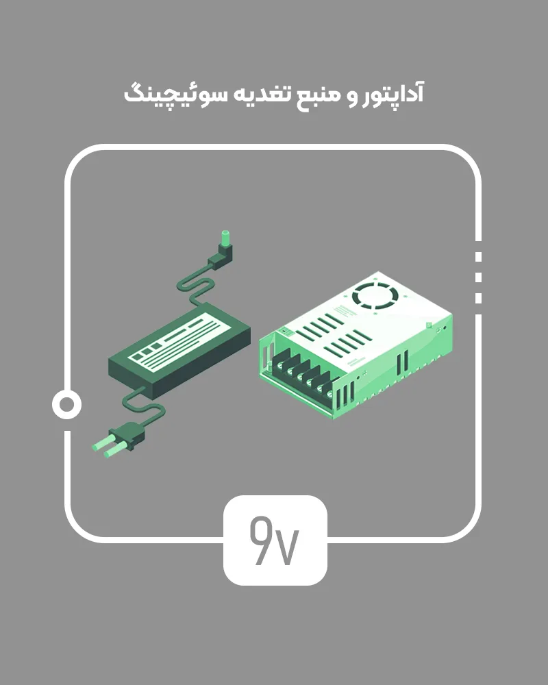 خرید آداپتور منبع تغذیه سوئیچینگ 9ولت - فروشگاه آنلاین برق زمد